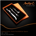 Andy C Emerge Range Cheese knife, pickle fork & olive spoon